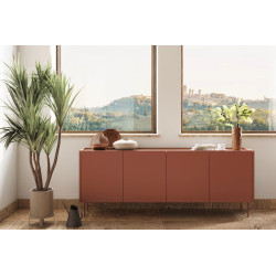 Komoda Desin 220cm Meble Bogart ceramic red/dąb nagano