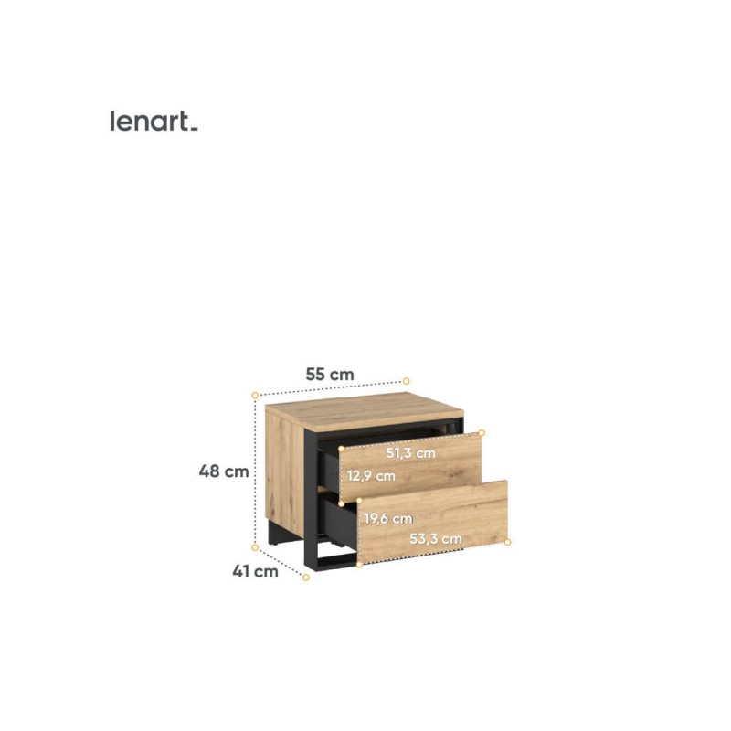 Stolik nocny z oświetleniem Quant QS-03 Lenart Kolekcja Quant