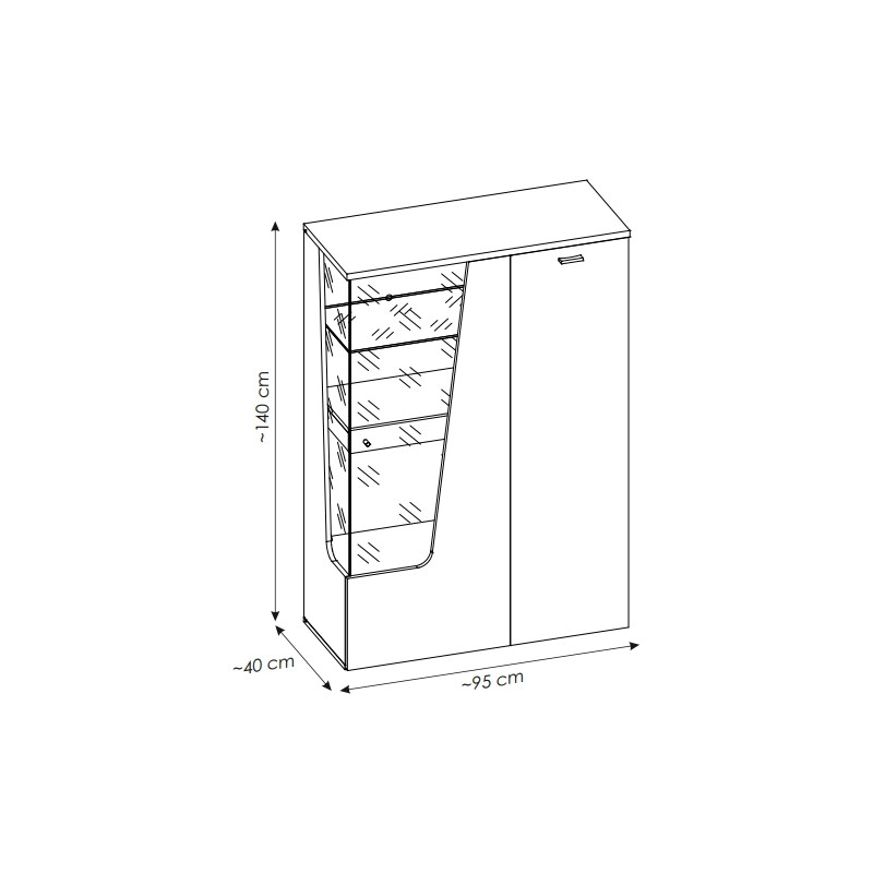 Witryna Cut Out CTUV02R Kaszmir/Dąb Coast Meble Wójcik