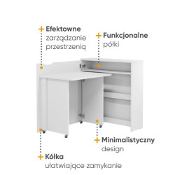 Biurko rozkładane WORK CONCEPT SLIM Lenart