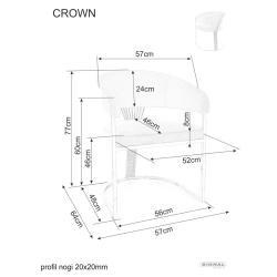 Krzesło tapicerowane Crown Velvet Bluvel 22 jasny beż