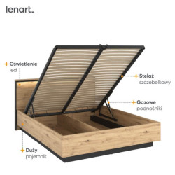 Łóżko z oświetleniem Quant QS-02 (180) Lenart