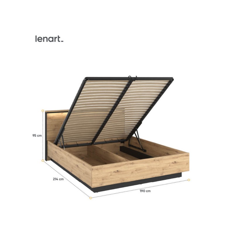 Łóżko z oświetleniem Quant QS-02 (180) Lenart