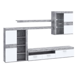 BIała meblościanka Zumba – funkcjonalna zabudowa RTV do salonu