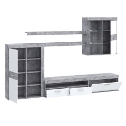 BIała meblościanka Zumba – funkcjonalna zabudowa RTV do salonu