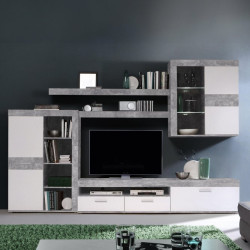 BIała meblościanka Zumba – funkcjonalna zabudowa RTV do salonu