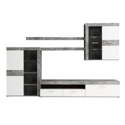 BIała meblościanka Zumba – funkcjonalna zabudowa RTV do salonu