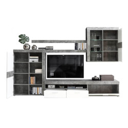 BIała meblościanka Zumba – funkcjonalna zabudowa RTV do salonu