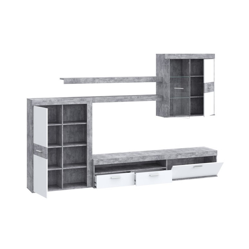 Meblościanka Zumba ZMBM01L – nowoczesna strefa RTV do salonu