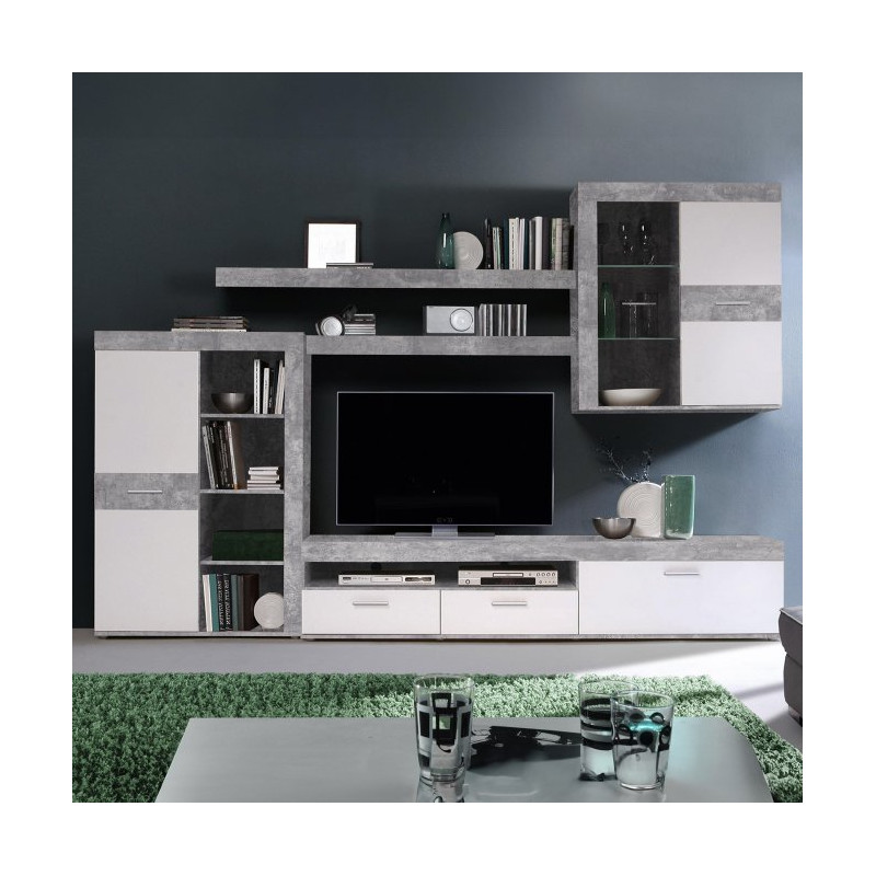 Meblościanka Zumba ZMBM01L – nowoczesna strefa RTV do salonu