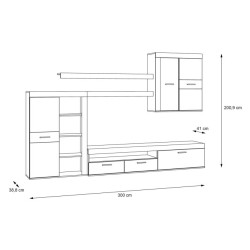 Meblościanka Zumba ZMBM01L – nowoczesna strefa RTV do salonu