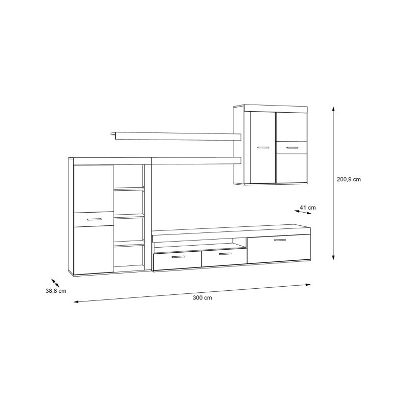 Meblościanka Zumba ZMBM01L | biały/dąb sonoma