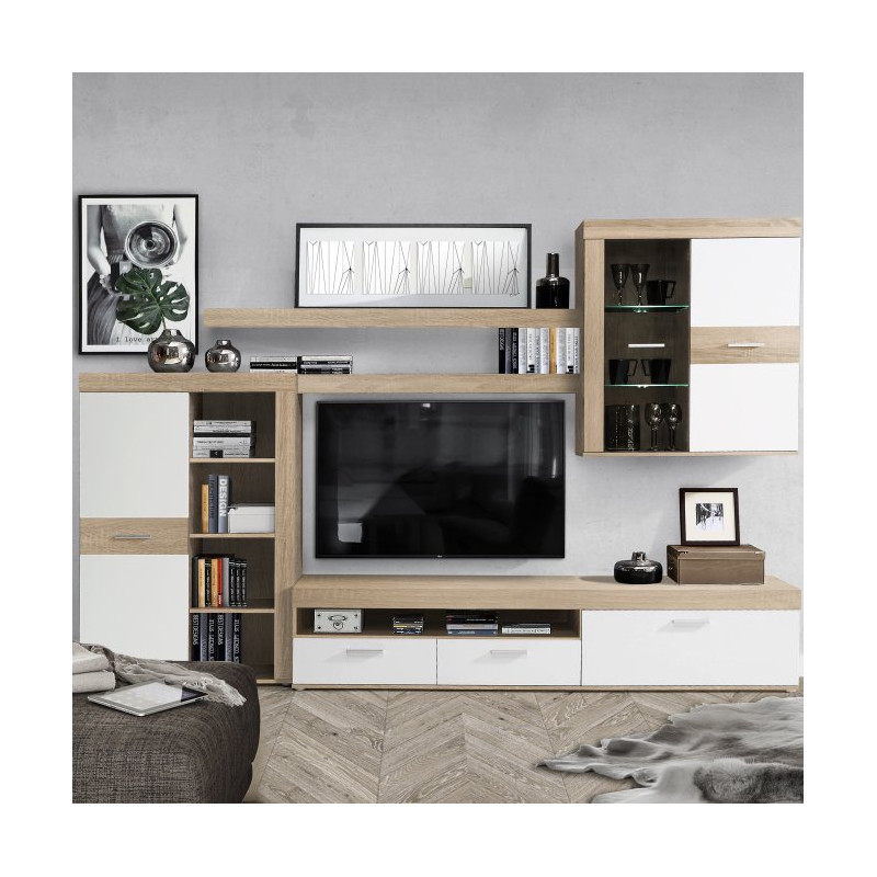 Meblościanka Zumba ZMBM01L | biały/dąb sonoma