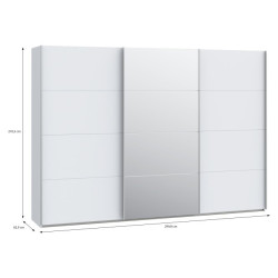 Biała szafa przesuwna z lustrem 300 cm | kolekcja Sophistispace