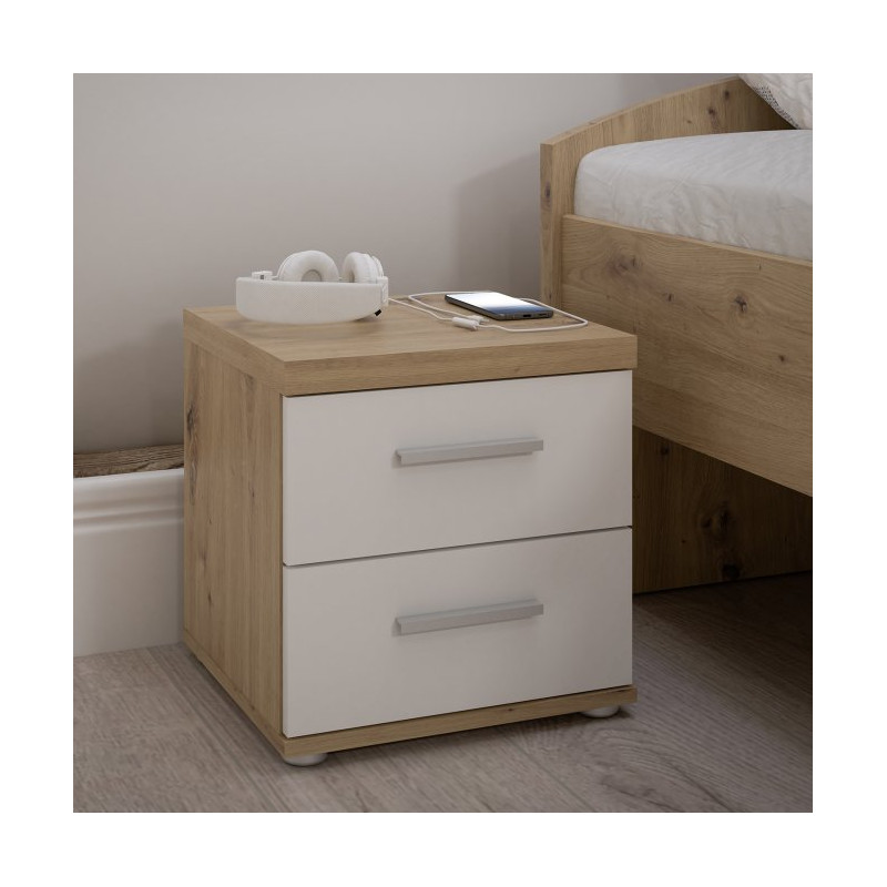 Mała szafka nocna 40 cm Winnie WNK08  - biały/dąb artisan