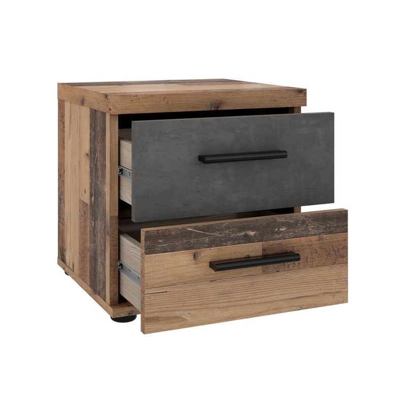 Mała szafka nocna 40 cm Winnie WNK08  - old wood vintage/beton