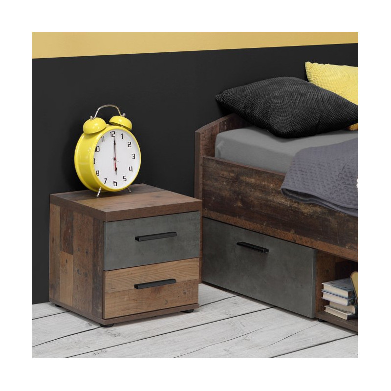 Mała szafka nocna 40 cm Winnie WNK08  - old wood vintage/beton