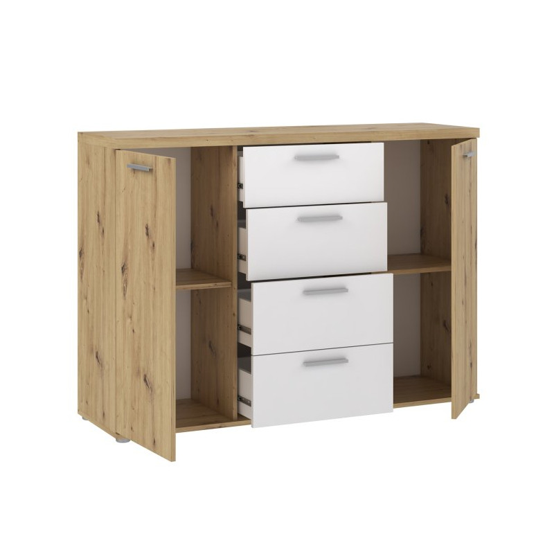 Komoda 130 cm Winnie WNK26 – biały/dąb artisan