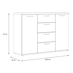 Komoda 130 cm Winnie WNK26 – biały/dąb artisan