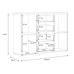 Komoda 130 cm Winnie WNK26 – biały/dąb artisan