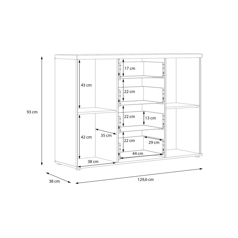 Komoda 130 cm Winnie WNK26 – biały/dąb artisan