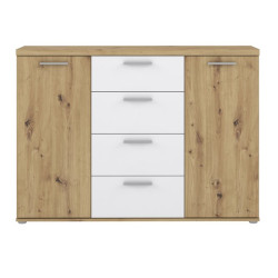 Komoda 130 cm Winnie WNK26 – biały/dąb artisan