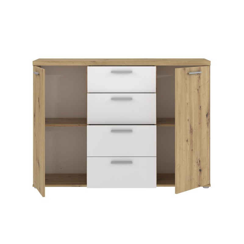 Komoda 130 cm Winnie WNK26 – biały/dąb artisan