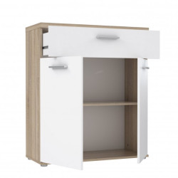 Wysoka komoda Winnie WNK431 do pokoju - biały/dąb sonoma