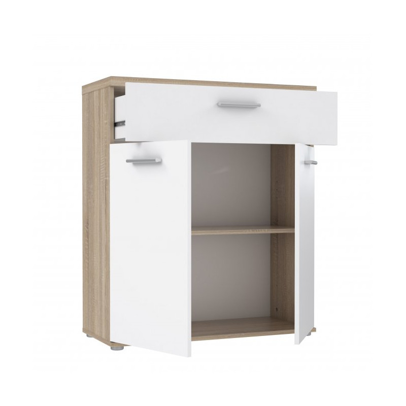 Wysoka komoda Winnie WNK431 do pokoju - biały/dąb sonoma