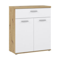 Wysoka komoda Winnie WNK431 do pokoju - biały/dąb artisan