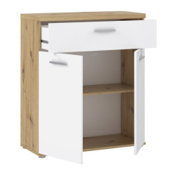 Wysoka komoda Winnie WNK431 do pokoju - biały/dąb artisan