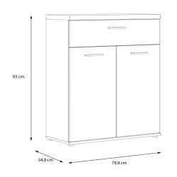 Wysoka komoda Winnie WNK431 do pokoju - biały/dąb artisan