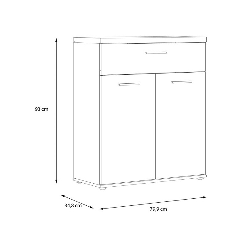 Wysoka komoda Winnie WNK431 do pokoju - biały/dąb artisan