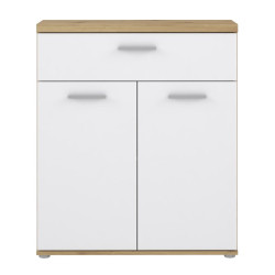 Wysoka komoda Winnie WNK431 do pokoju - biały/dąb artisan