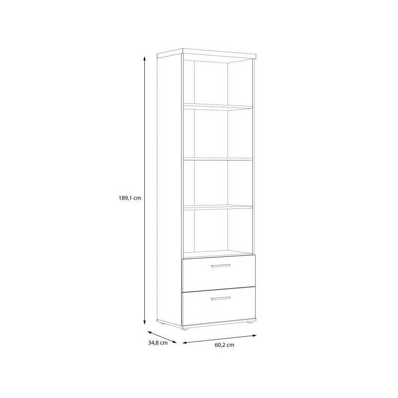 Wąski regał półotwarty Winnie do przechowywania i ekspozycji