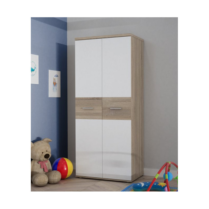 Szafa 80 cm Winnie biały/dąb sonoma | kompaktowa i stylowa