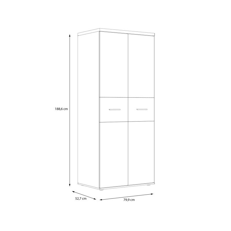 Szafa 80 cm Winnie biały/dąb artisan | kompaktowa i stylowa