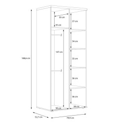 Szafa 80 cm Winnie biały/dąb artisan | kompaktowa i stylowa