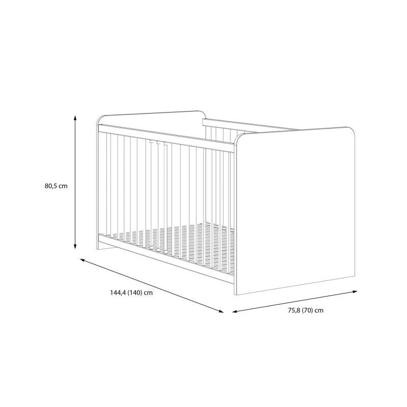 Łóżeczko 70×140 cm Winnie  z wkładem pod materac