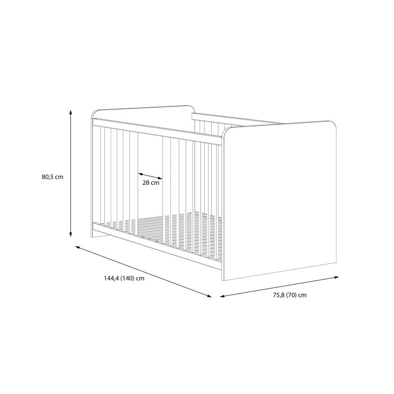 Łóżeczko 70×140 cm Winnie  z wkładem pod materac