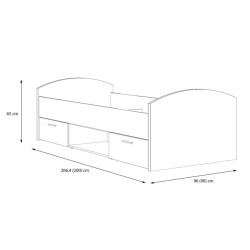 Łóżko młodzieżowe Winnie 90×200 cm | dąb artisan/biały