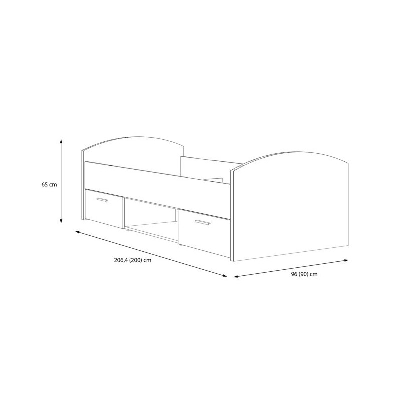 Łóżko młodzieżowe Winnie 90×200 cm | dąb artisan/biały
