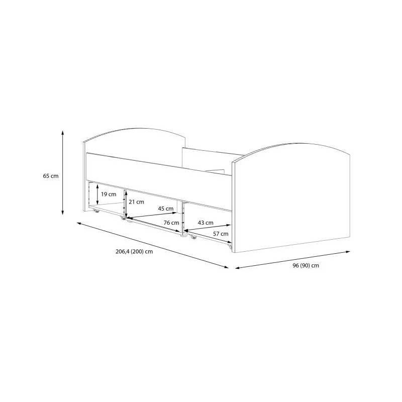 Łóżko młodzieżowe Winnie 90×200 cm | dąb artisan/biały