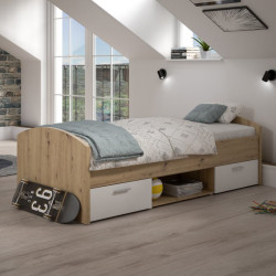 Łóżko młodzieżowe Winnie 90×200 cm | dąb artisan/biały