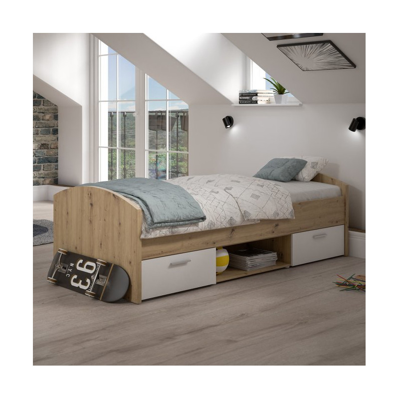 Łóżko młodzieżowe Winnie 90×200 cm | dąb artisan/biały