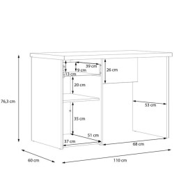 Biurko Winnie WNB935 140x80 cm – biały/dąb artisan