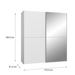 Biała szafa przesuwna z lustrem 170 cm | kolekcja Kaikais