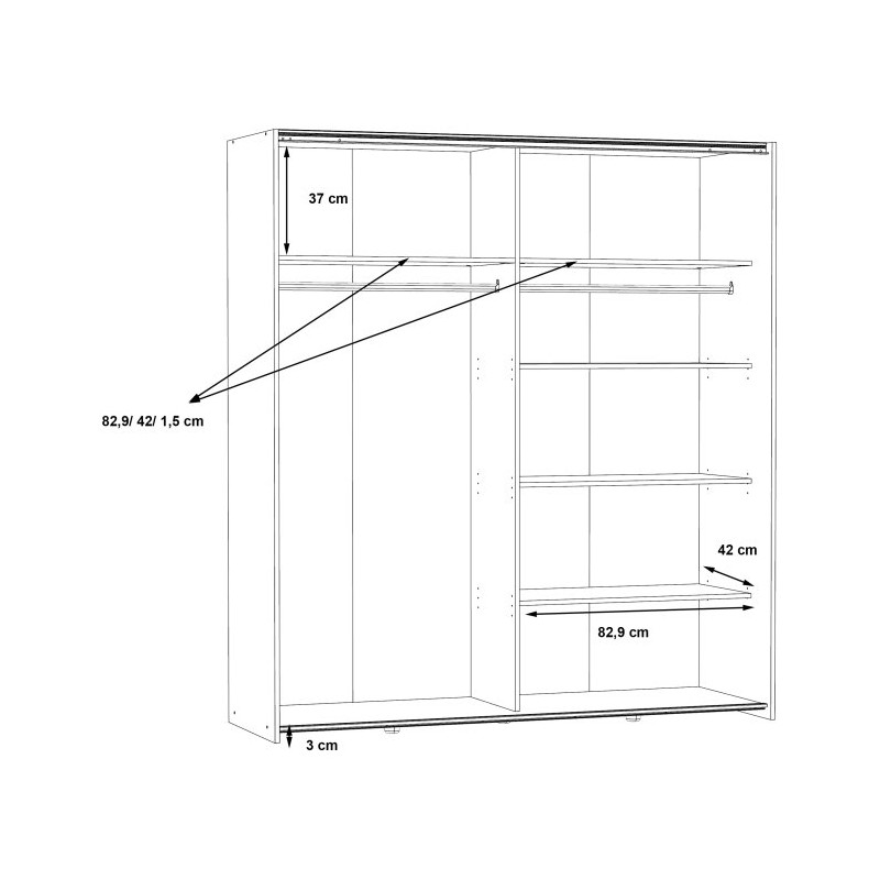 Szafa przesuwna z lustrem 170 cm dąb sonoma | kolekcja Kaikais