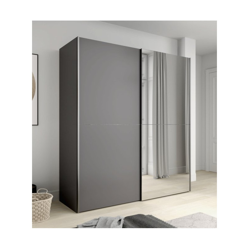 Grafitowa szafa przesuwna z lustrem 170 cm | kolekcja Kaikais