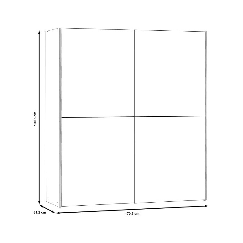 Szafa przesuwna z lustrem 170 cm dąb szlachetny | kolekcja Kaikais